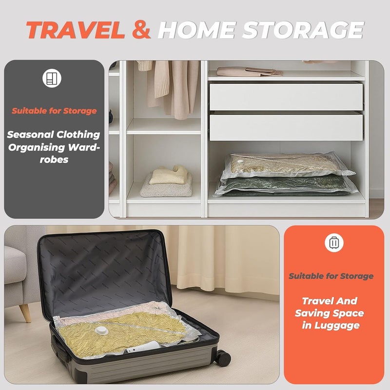 Vacbird Vacuum Seal Bags for Clothing with Wireless Charging Pump, Compression Packing Storage for Clothes Bedding Blanket Duvets Pillows Comforters (24 Combo Set) - Image 4